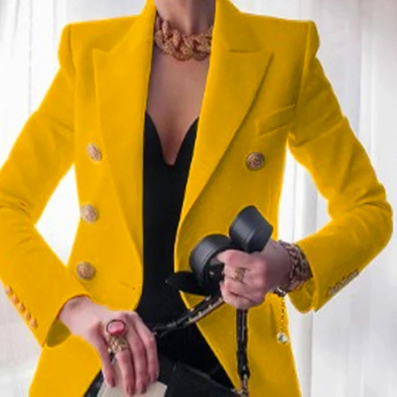 New Long Sleeve Work Blazer Solid Office Lady Coat Blazers Slim Autumn Notched Jacket White Black Fashion Women Elegant Fit Wear