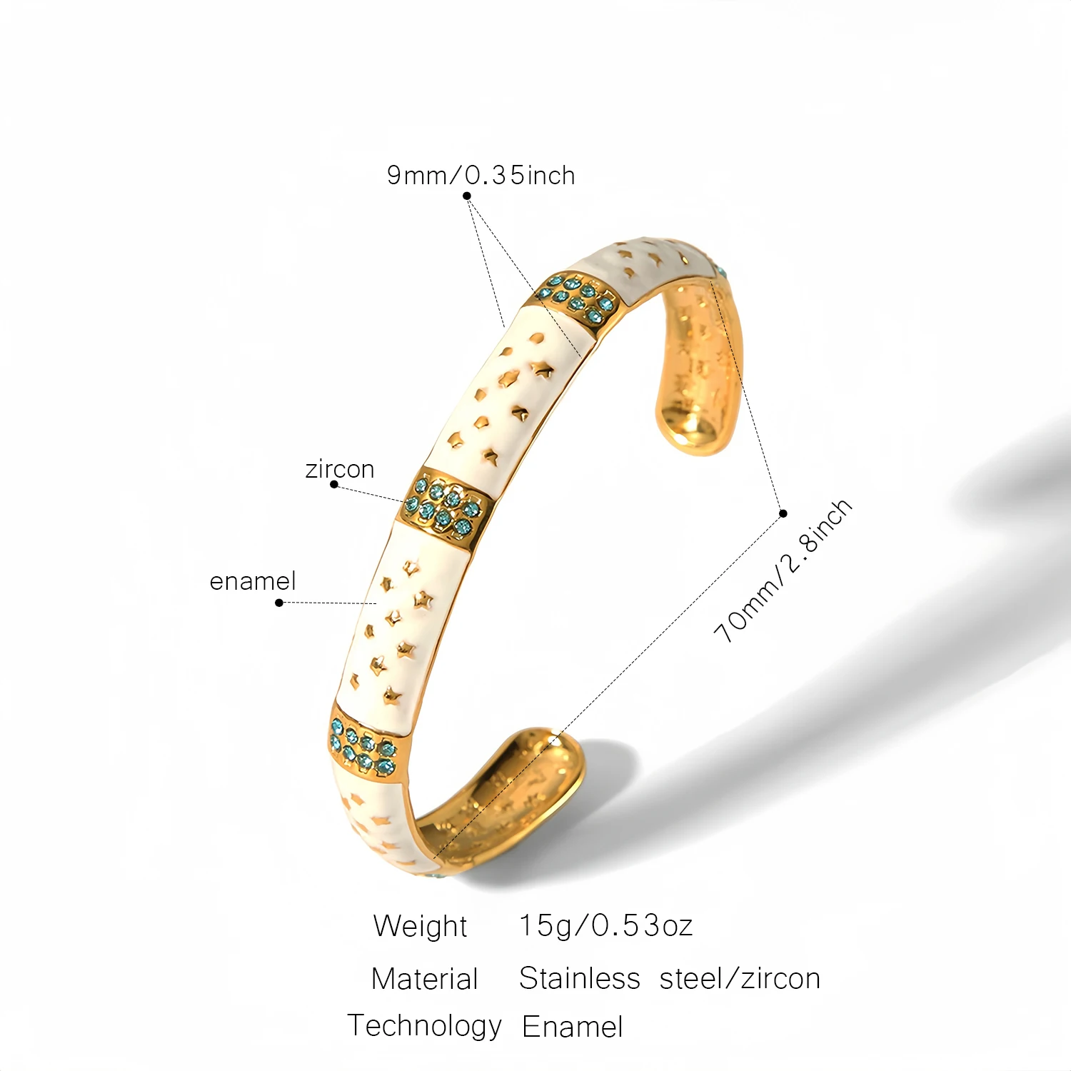 UHBINYCA Personalized Oil Drip Opening Adjustable Bracelet, Stainless Steel Plated 18K Gold Inlaid Zircon Bracelet 6