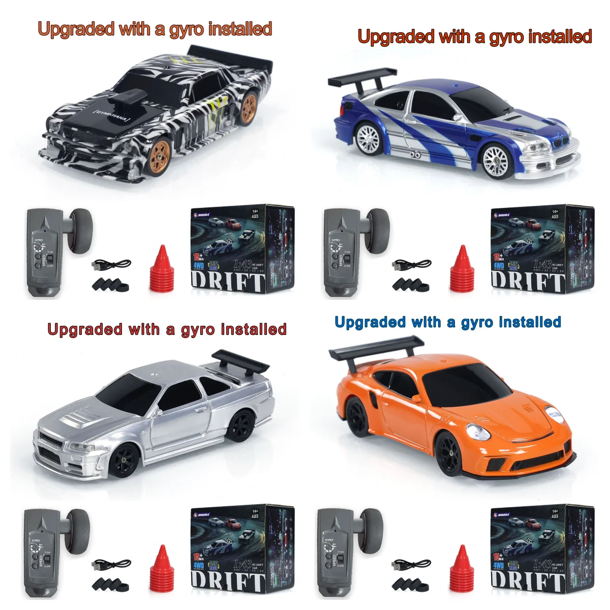Upgrade 1/43 Scale RC Drift Race Car Gyro 4WD Ready to Go Mini Car Toy Fully Proportional Control High Speed Model  Mini Gifts 5