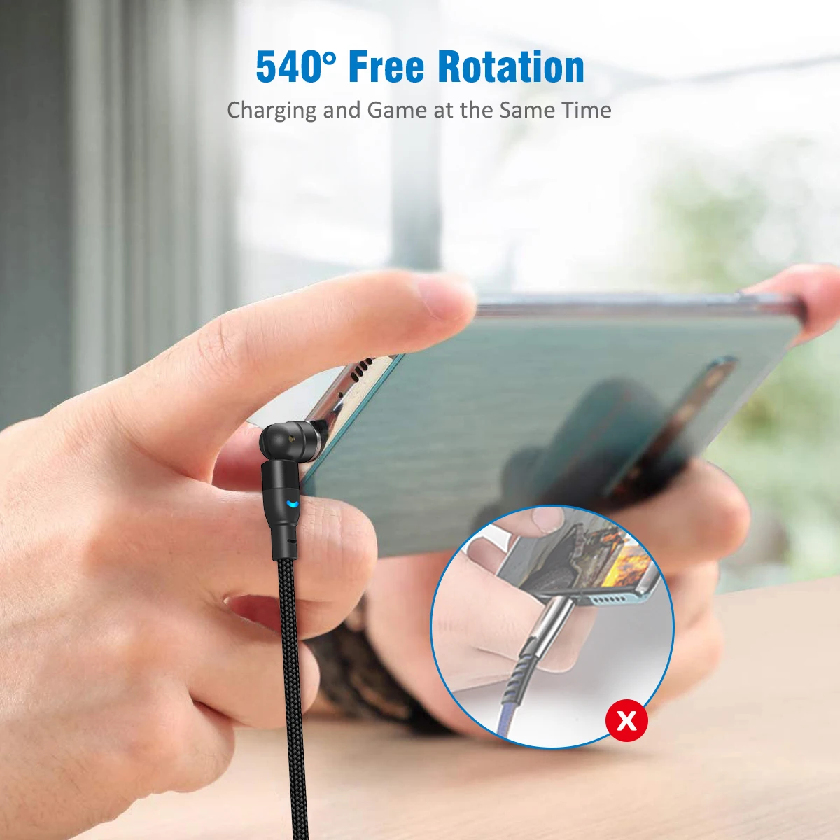 Enhanced Magnetic Fast Charging Cable 3A – Rotatable USB Type C Data Cord
