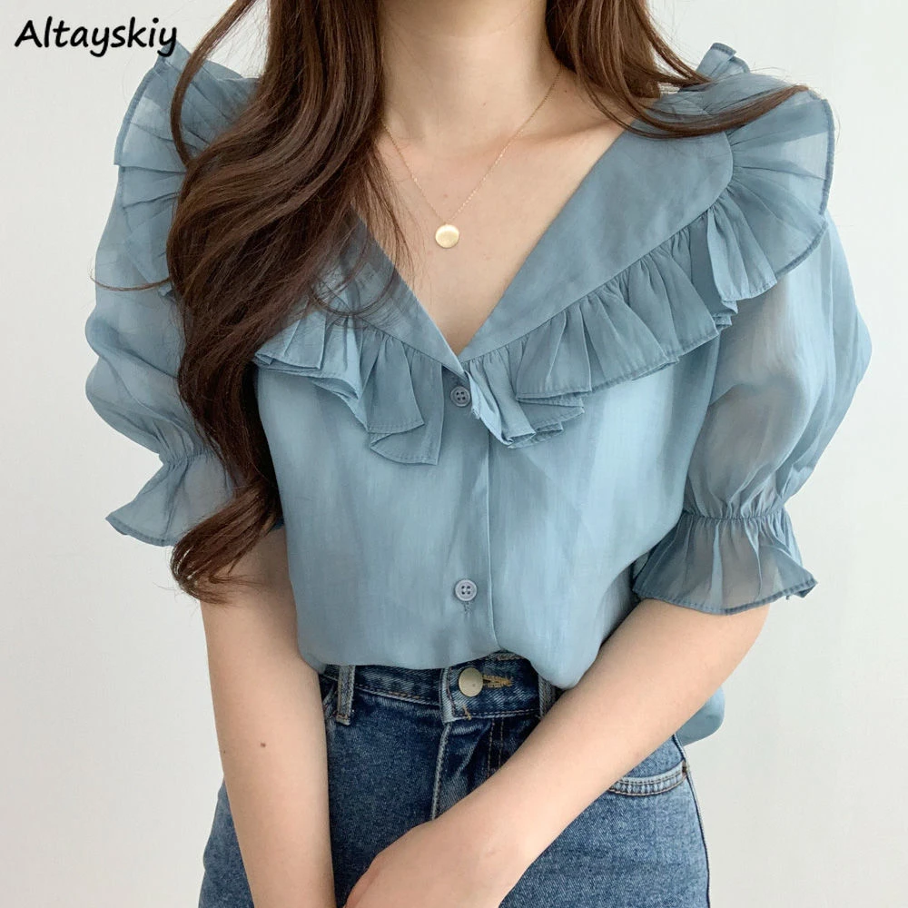 Blusas Ulzzang para mujer, a la moda Tops, Blusas de oficina combinan con todo, suave Popular diaria para verano|Blusa| - AliExpress