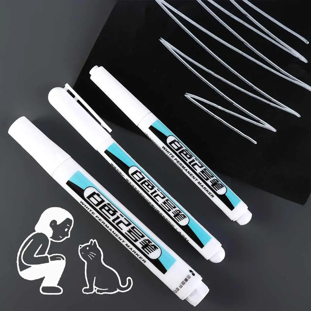 0.7mm/1.0mm/2.5mm 흰색 영구 페인트 펜 방수성 퇴색하기 쉽지 않은 흰색 마커 펜 널리 사용되는 유성 마커 펜