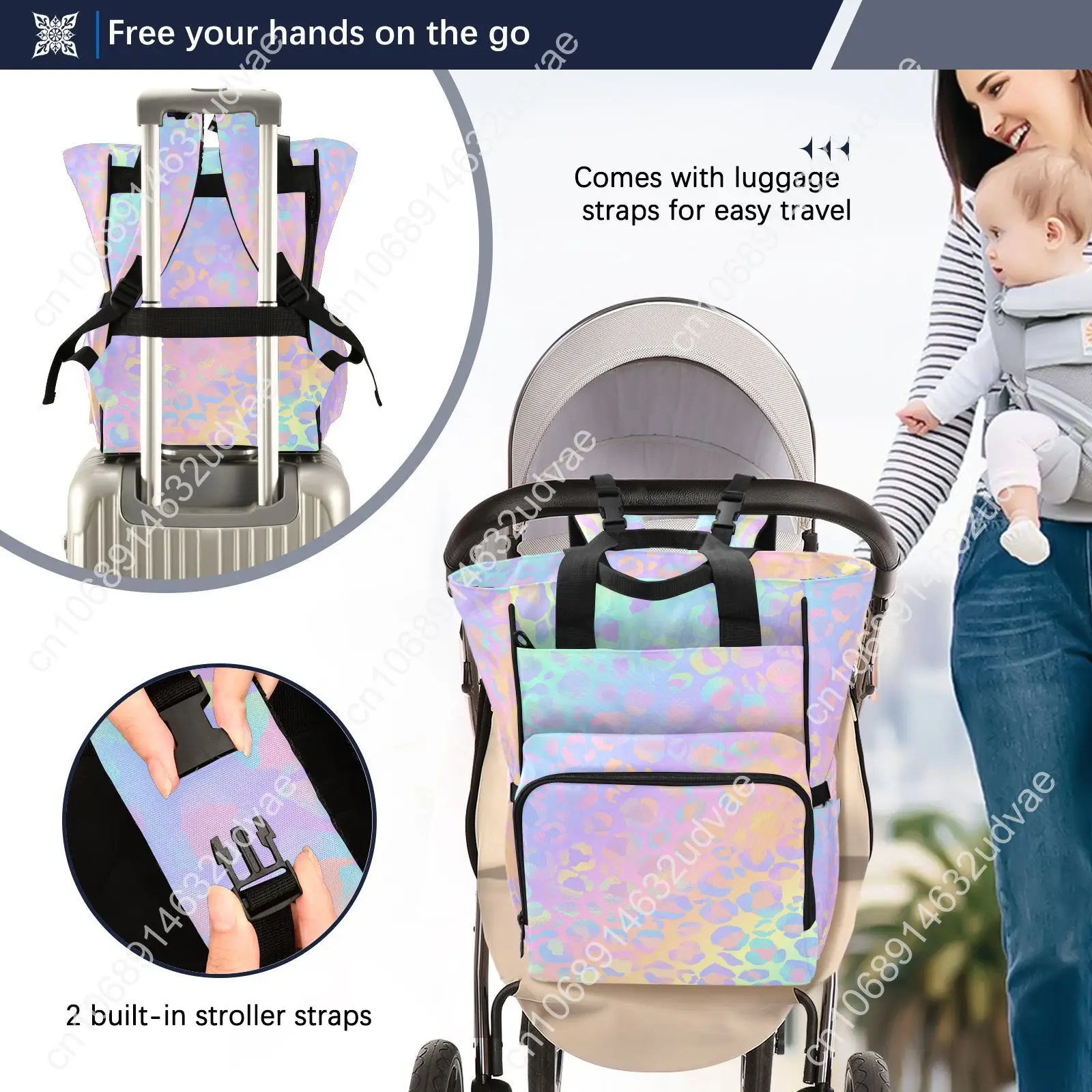 Fashion Mummy Maternity Nappy Large Capacity Nappy Bag Leopard Print Travel Backpack Nursing Bag For Baby Care Women's Bag