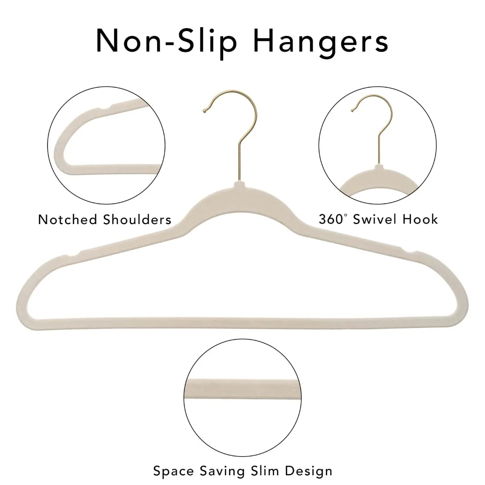 Velvet Hangers,50 Pack Beige Clothing Hangers,Non-Slip and Durable Coat  Hangers,Heavy Duty Hangers with 360 Degree Rotatable Hoo - AliExpress