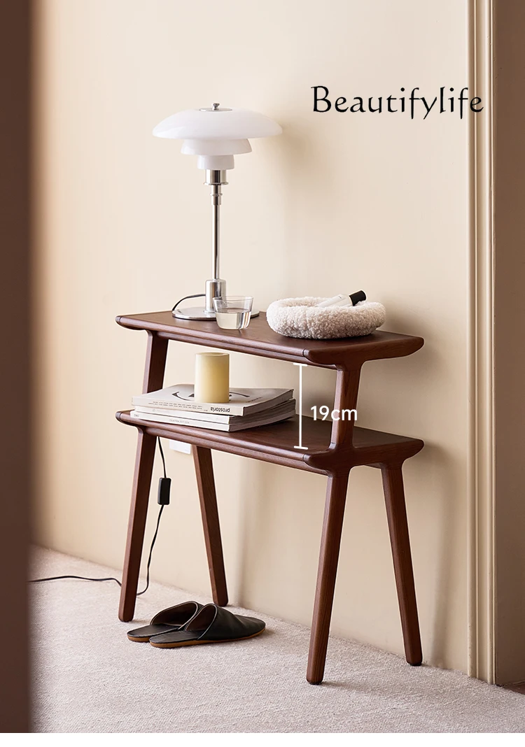

Chinese Style Solid Wood Storage Rack Modern Minimalist Living Room Sofa Side Table Nordic Minimalism Storage Bookshelf