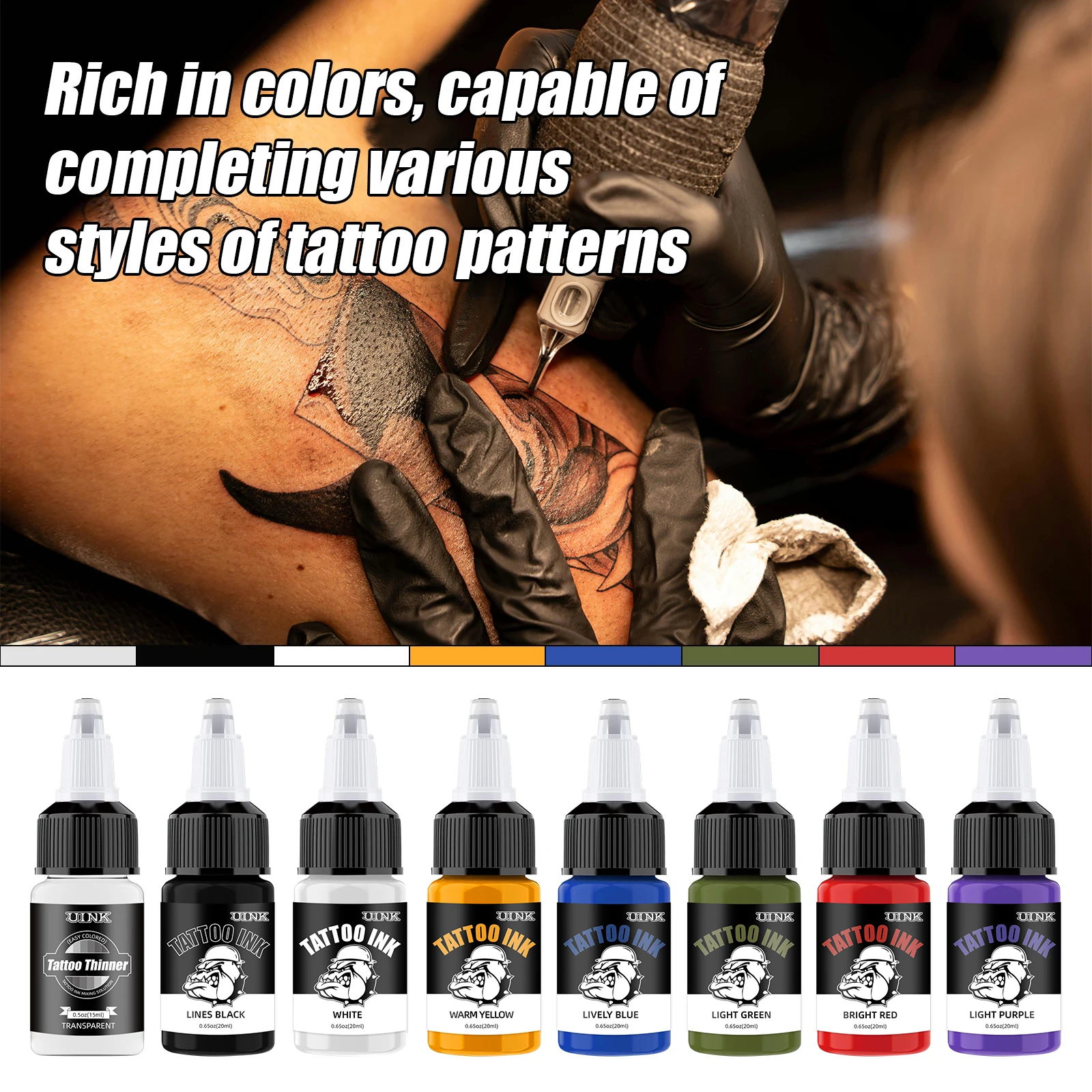 UINK Tattoo Ink Set 20ml/0.65oz Tattoo Pigment Professional Ink Kit tattoo supplies Small Particle Pigment for Artist tattoo ink tattoo ink pigment tattoo ink kit