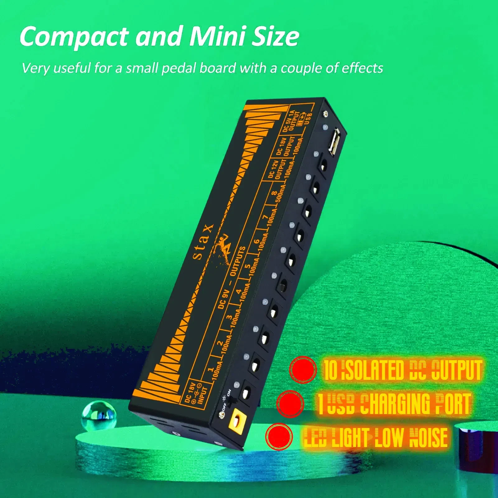 StaxISO10pedaldeefeitodeguitarrafontedealimentao10sadas