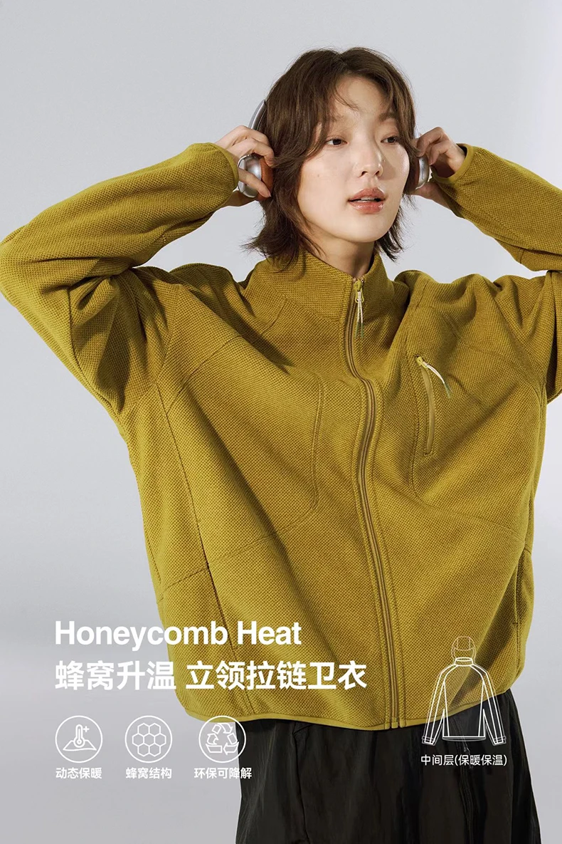 Sianlanhiam 25aw Honeycomb thermal zip-up sweatshirt minimalist urban outdoor gorpcore