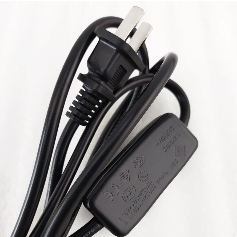 Black 2M US plug Power Cable with switch with 1 E27 lamp holder Power Supply Wire Extension Cord