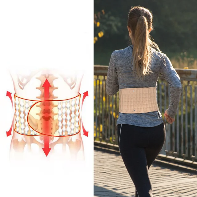 Decompression Lumbar Support Belt Waist Air Traction Brace Spinal Back Relief Belt Backach Pain Release Massager Unisex 4