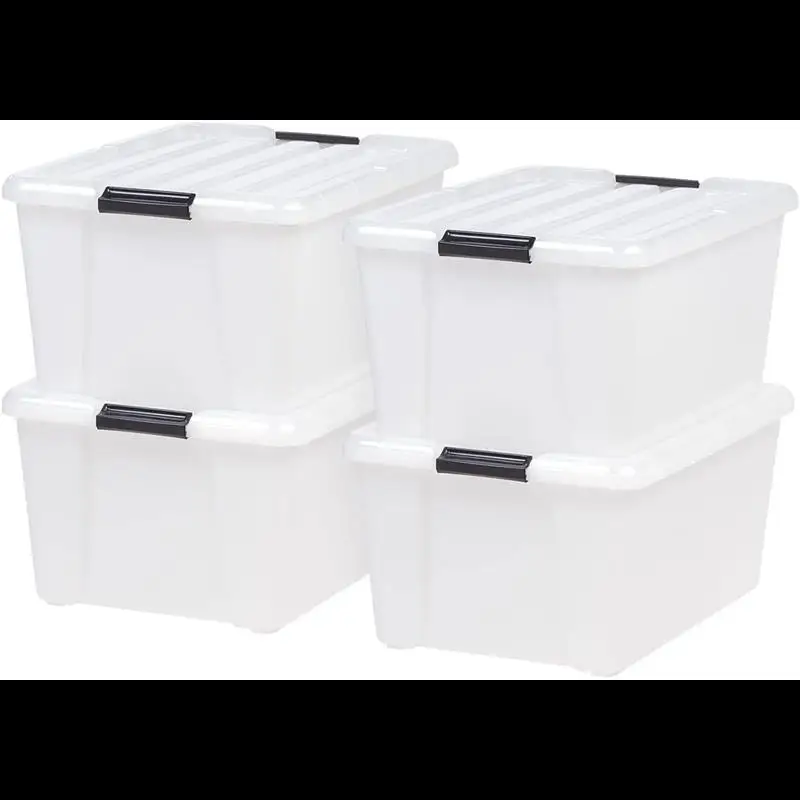 

Wfs Storage Boxes,Plastic Storage Box,Containers,with Buckles, Pearl, Set of 4 (Pearl)