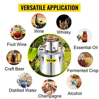 VEVOR 3 5 8 13 Gal Distiller Alambic Moonshine Alcohol Still Stainless Copper DIY Home Brew Water Wine Essential Oil Brewing Kit 2