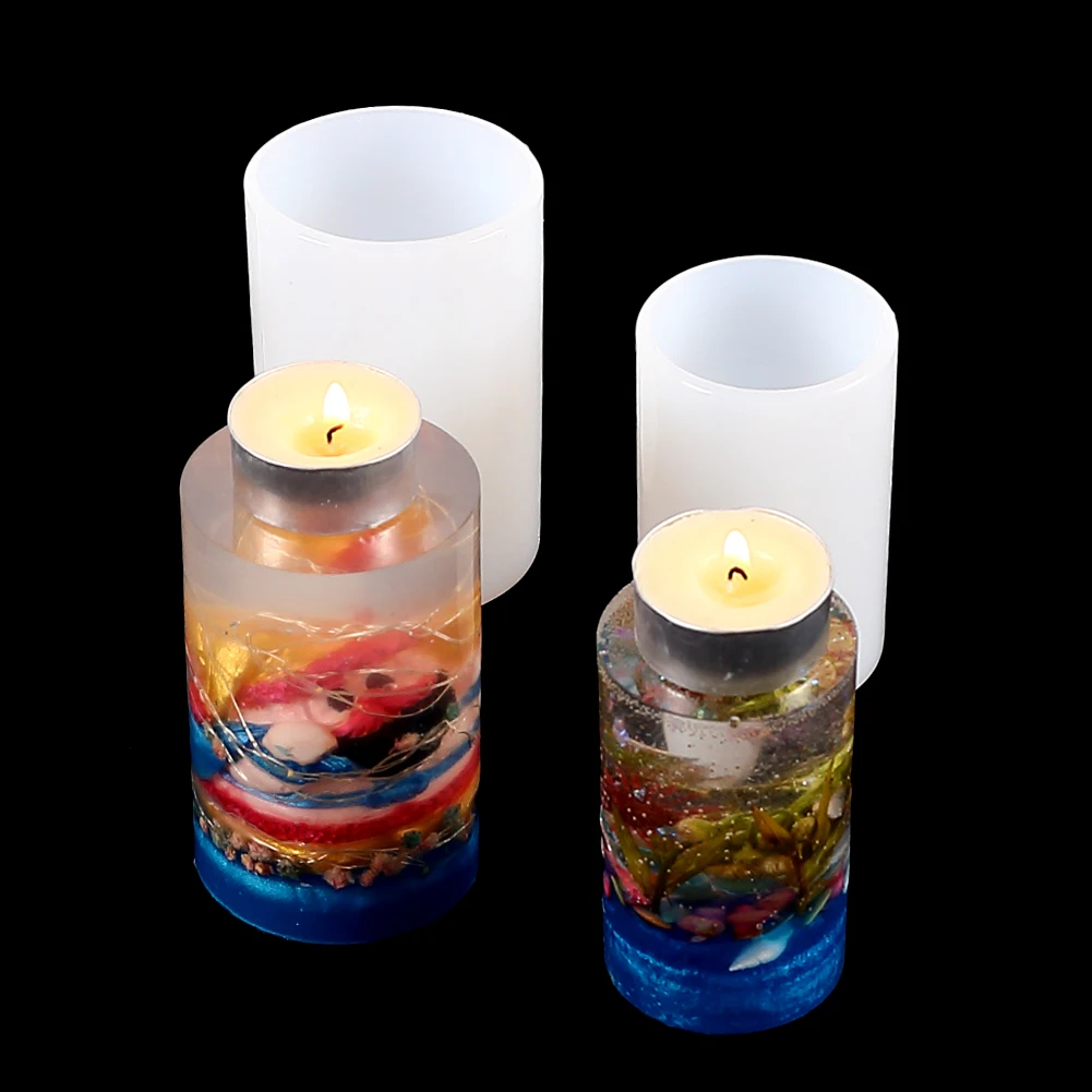 Silicone Candle Mold Cylinder Candles Mold Hexagon Silicone Epoxy Resin Mold Candle Soap Aromatherapy Flower Specimen Crafts Making