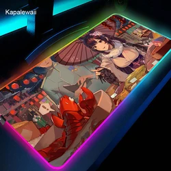 Azur Lane – tapis de souris Rgb XXL, accessoire de jeu pour clavier d'ordinateur, LED, PC connecté USB, bureau de jeu 