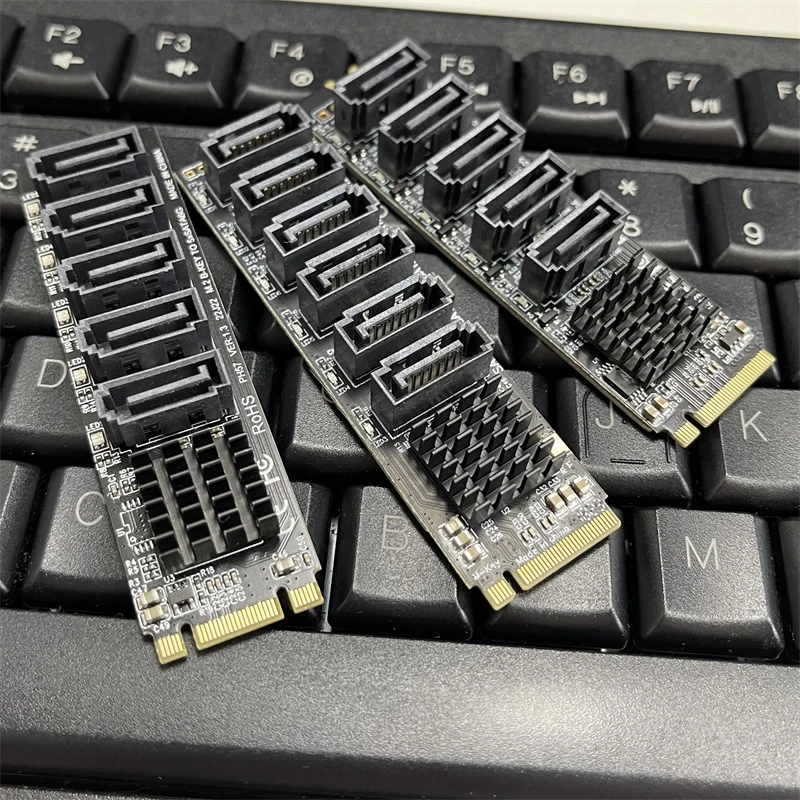 M2 hogy SATA Adapter M.2 NGFF NVME hogy SATA3.0 Kibővítés rty B+M kulcs m-key hogy 5/6 ports SATA3.0 6gbps Számvevő Lépcsőfok magassága számára Merevlemez SSD