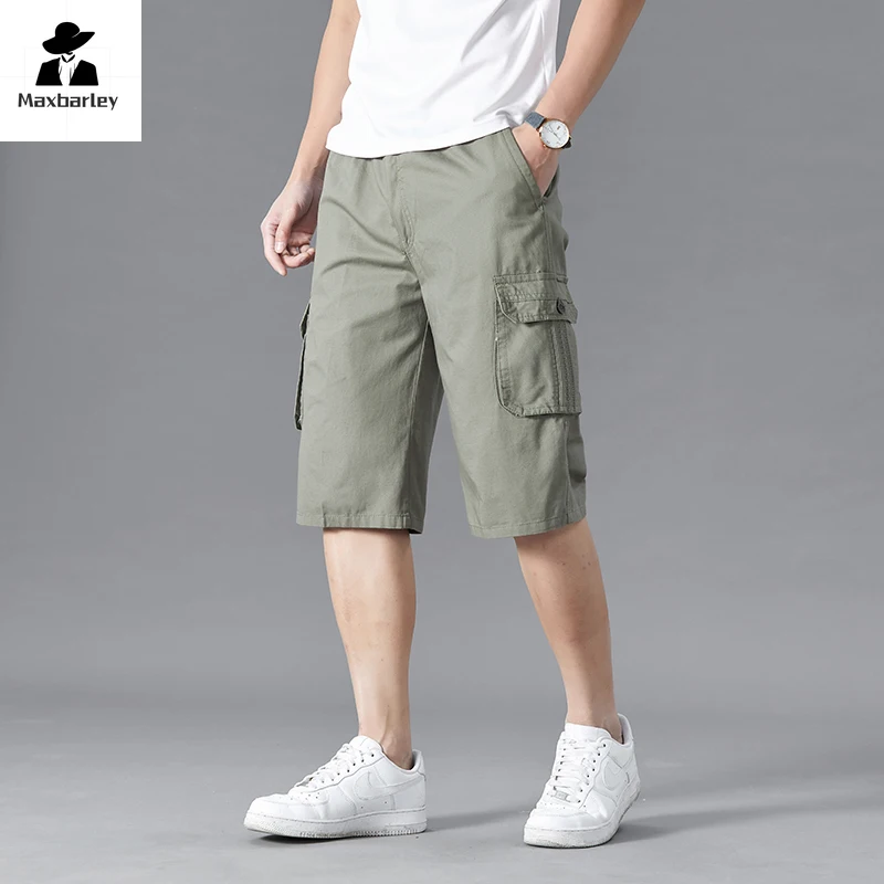 Tactical Cargo Men's Shorts Summer Casual Multi-pocket Knee-high Sport Hiking Fishing Beach Shorts Men's Loose Bermuda Shorts