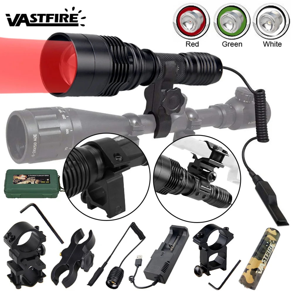 Description Picture 2 of itemC11 LED Tactical Hunting Torch Flashlight XPE 18650 Waterproof Outdoor Lighting with 3*Gun Mount +Switch USB Rechargeable Lamp