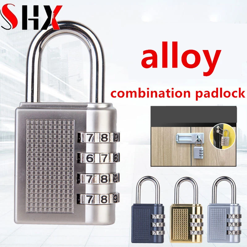 4 Digit Zinc Alloy Combination Lock Padlock Luggage Anti-theft ...