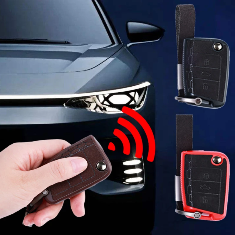 

1pc PU Leather Car Key Case Beautiful Key Decorative Shell Full Cover Keys Bag Car Accessories Black/red/brown