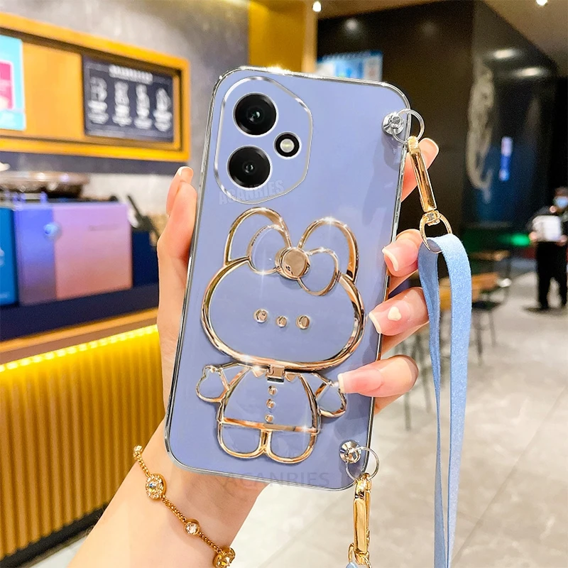 Crossbody Mirror Holder Silicone Case with Lanyard Strap and Shockproof Stand Cover