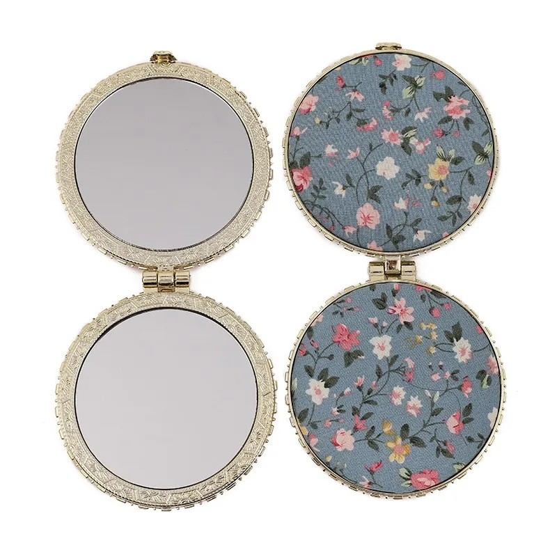 Pocket Floral Mirror Mini Makeup Compact Portable Two-side Folding Make Up Mirror for Women Vintage Cosmetic Gift