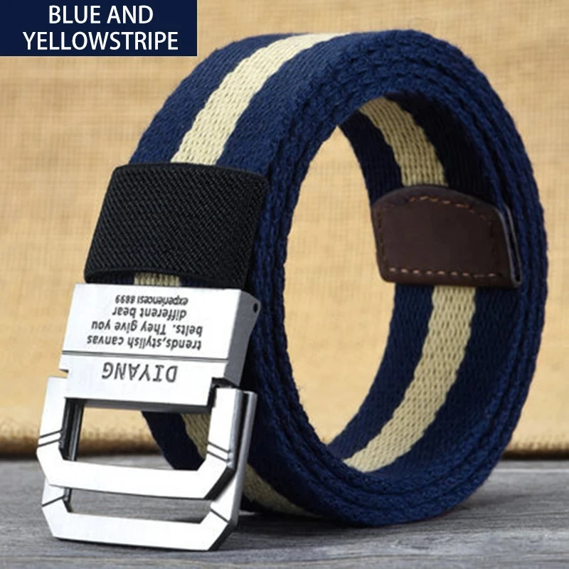 Men's Thickened Double Ring Metal Buckle Nylon Military Belt Combat Tactical Belt Heavy Carrying Survival Belt