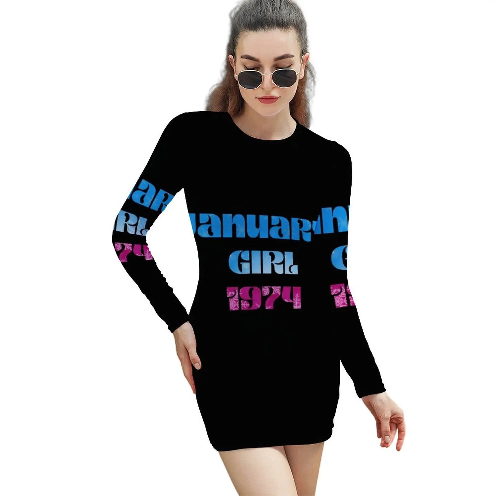 

January girl 1974 Long-Sleeved Sheath Dress luxury women's party dress evening prom Womens dresses