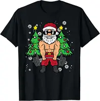 Christmas Santa Deadlift Xmas Weightlift Gym Men Women T-Shirt Fashion Men's Shirt Short Sleeve Design Printed T-shirt Tops Tee