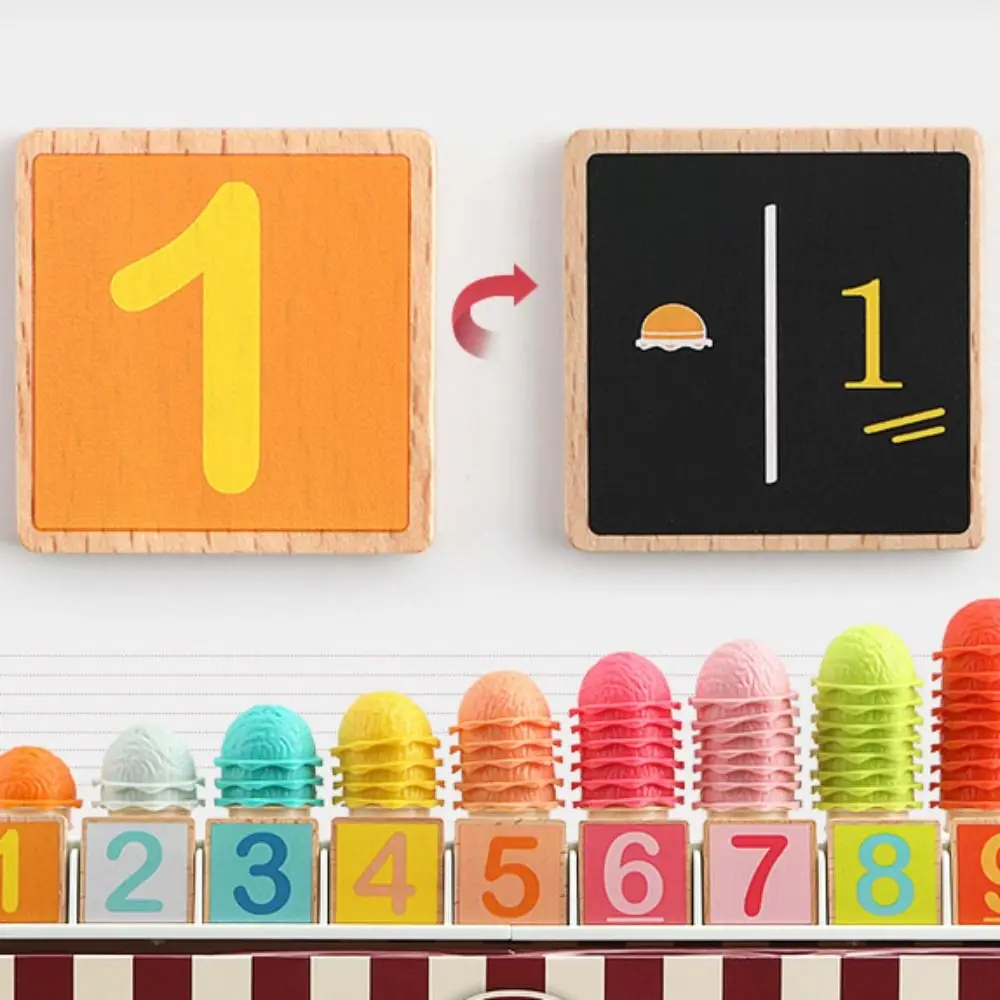 Plastic Kids Ice Cream Play Set Interactive Color Shape Pretend Play Food Toy Play House Recognition Math Learning Toy