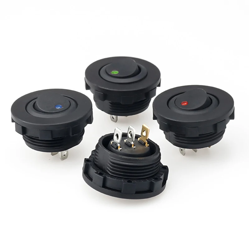 Interrupteur à Bascule Rond LED 12V 20A - Lot De 10, Voyant Rouge, 3 Broches - Pour Voiture, Bateau, Camping-car