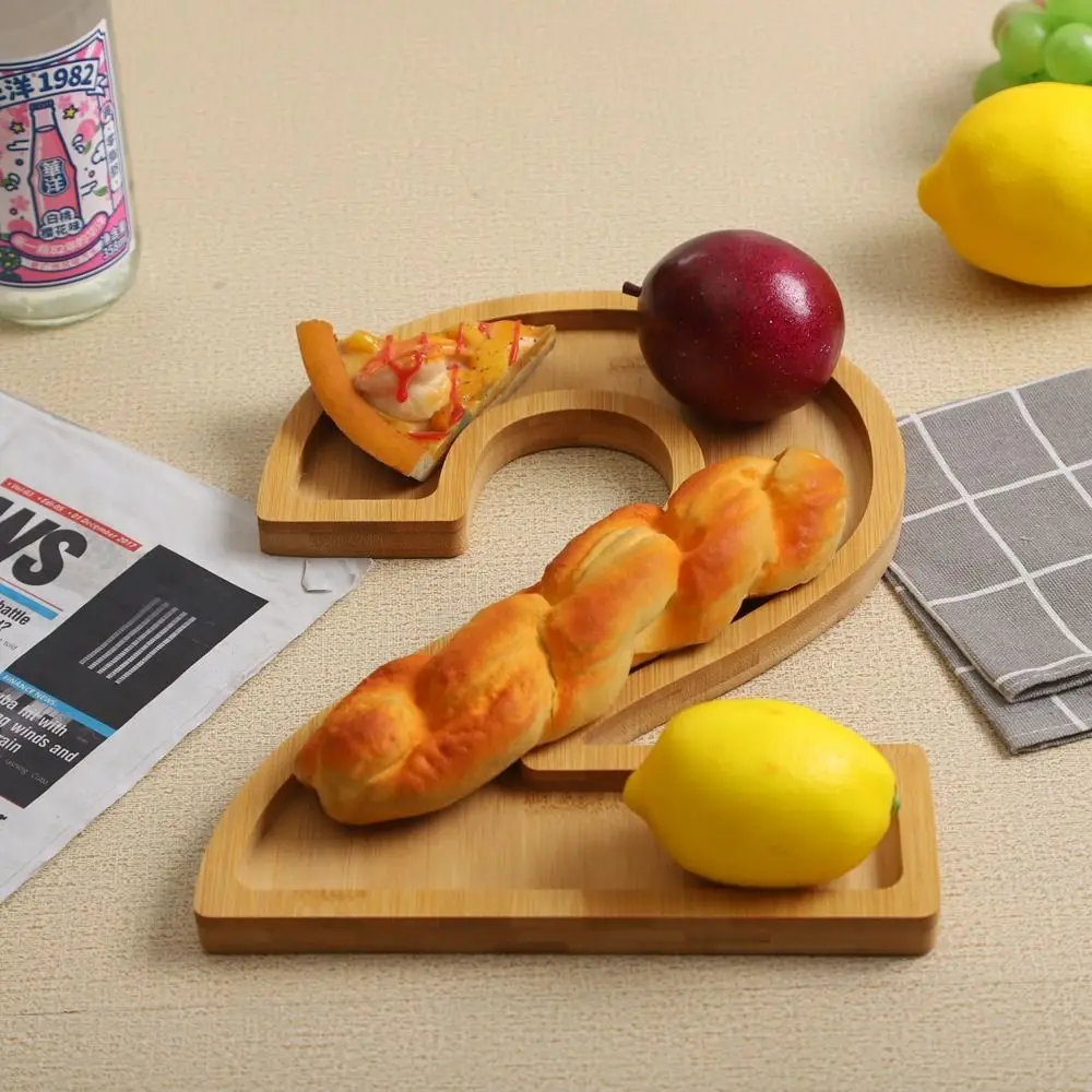 Large Wooden Number Charcuterie Board Fillable Practical Wood Number Serving Tray Decorative Number Food Tray Baby Birthday 4