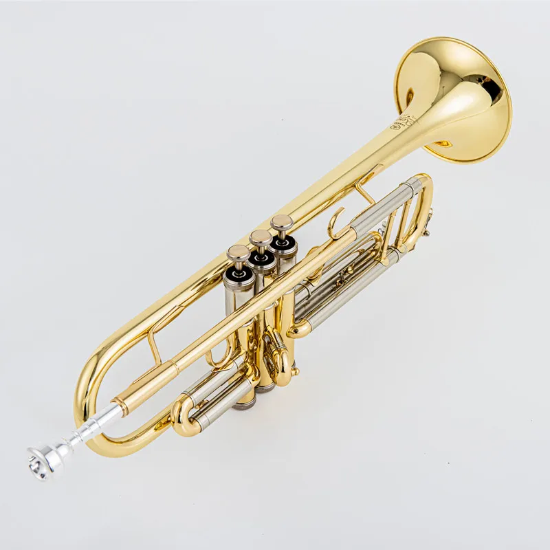 Bb Flat Brass Trompete banhado a prata, trompete profissional, instrumentos musicais com estojo de couro, feito no Jap&atilde;o, qualid