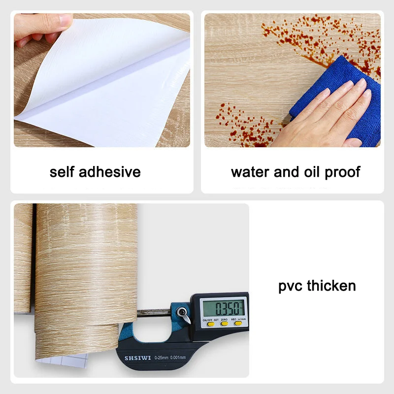 Description Picture 5 of item60CM Wood Grain Decor Contact Paper Self-adhesive Waterproof Wallpaper for Old Furniture Cabinet Covers Wooden Door Renovation