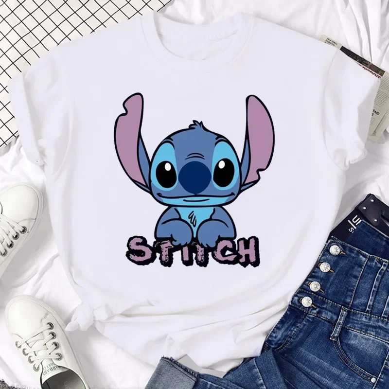 thumbnail image 1 of Ropa para niños kawaii Ohana Stitch Disney Lilo Stitch dibujos animados niños camisetas de algodón camisetas de verano camisetas blancas y negras, 1 of 5