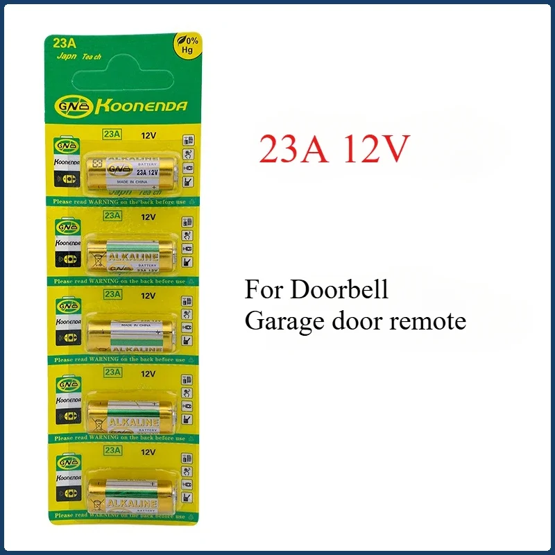 5PCS Dry Cell 12V Alkaline Battery 23A E23A A23 23GA A23S GP23A V23GA MS21 LRV08 for Doorbell Garage Door Remote Roller Shutter