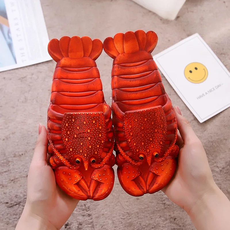 

Lobster Slippers Men Funny Animal Summer Flip Flops Cute Beach Shower Casual Shoes Women Unisex Big Size Soft Home Slippers