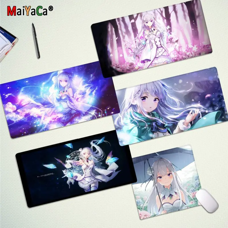 

Anime Girl Re Zero Emilia Mousepad Cute Durable Rubber Mouse Mat Pad Size For Game Keyboard Pad