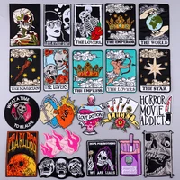 Skull Embroidery Iron-On Patch - Punk Hip Hop Sewing Badge | Tarot Clothing Patch - Image 2