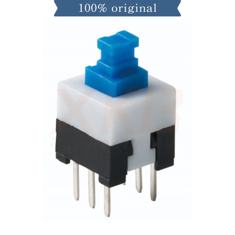 100pcs Key Switch XKB7070-Z Straight 7x7x12.6 Self-locking 6-pin Blue ...
