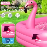 2026 Inflatable Pool with Lights Solar Flamingo Swimming Pool for Adults Durable Thickened Pool for Backyard Outdoor 100X63X20 5