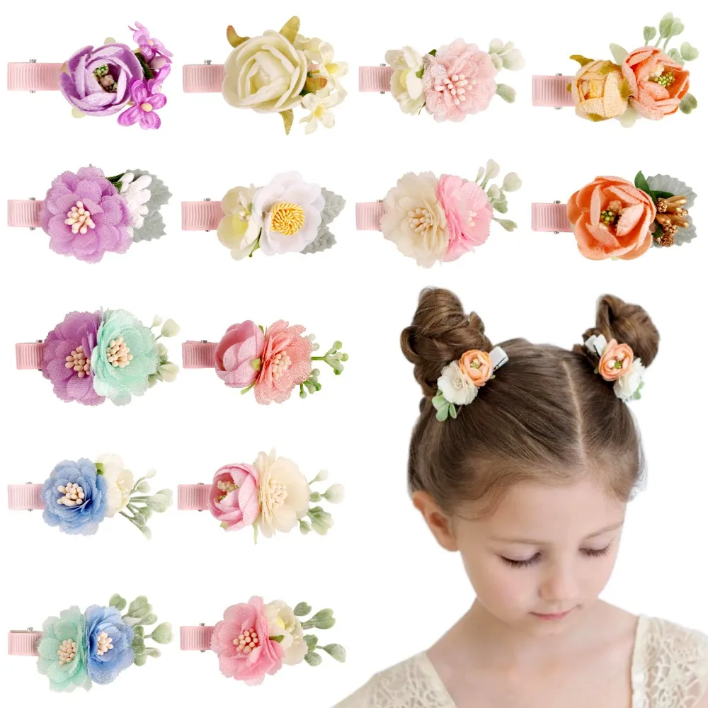 

Artificial Flower Hair Clips For Women Handmade Floral Hairpins Girls Barrettes Bride Wedding Party Hair Accessories Headwear