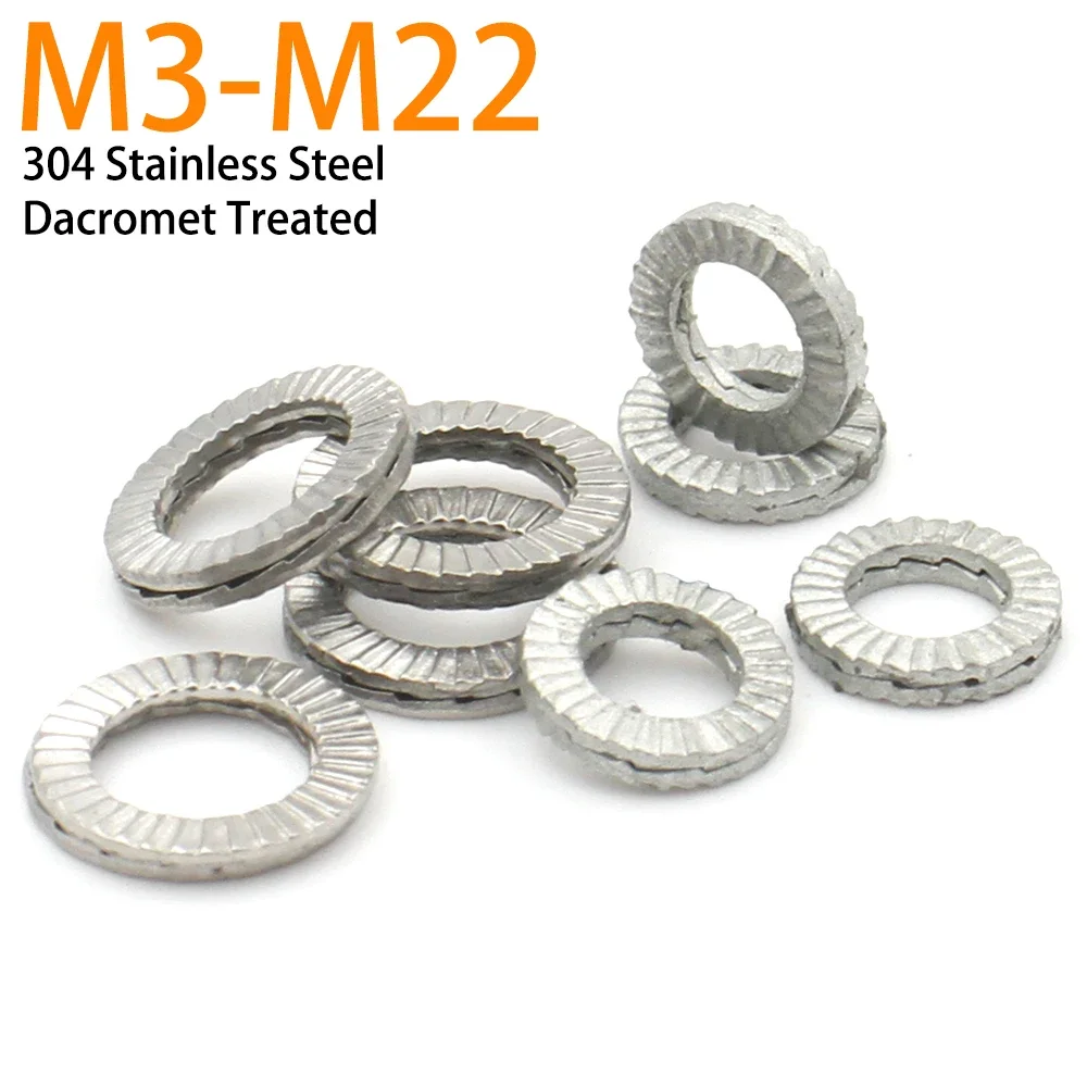 แหวนสเตนเลสสตีล5/10/20คู่ (ติดกาว2ชิ้น) แหวน M3ลิ่มแบบล็อคตัวเอง M4 M5 M8 M10 M12 M14 M16 M18 M20 M22 1