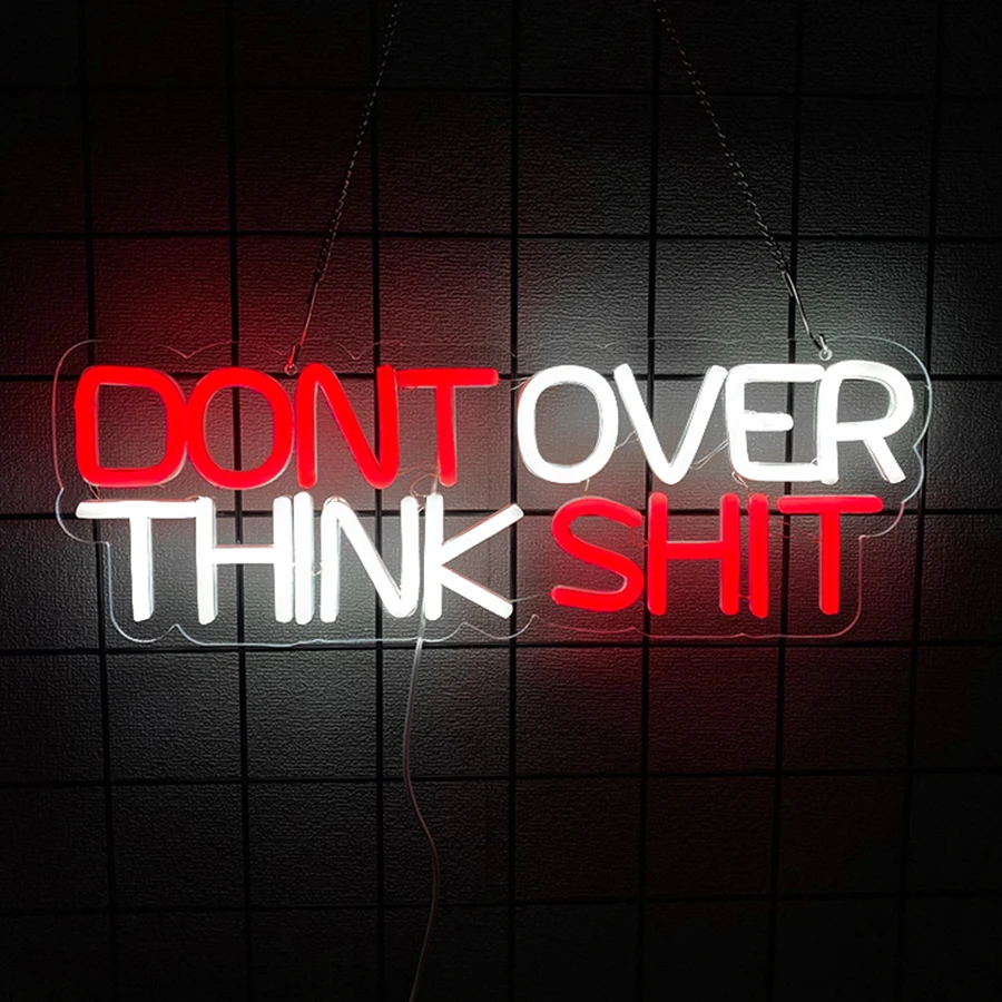 Neon Sign Don't Over Think Shit Neon Signs for Wall Decor LED Neon Lights for Bedroom Preppy Office Bar Gym Room Decor USB Powered