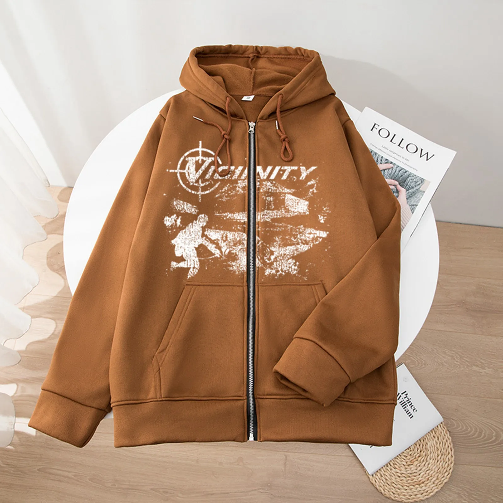 

Мужская толстовка на молнии в стиле хип-хоп, с капюшоном