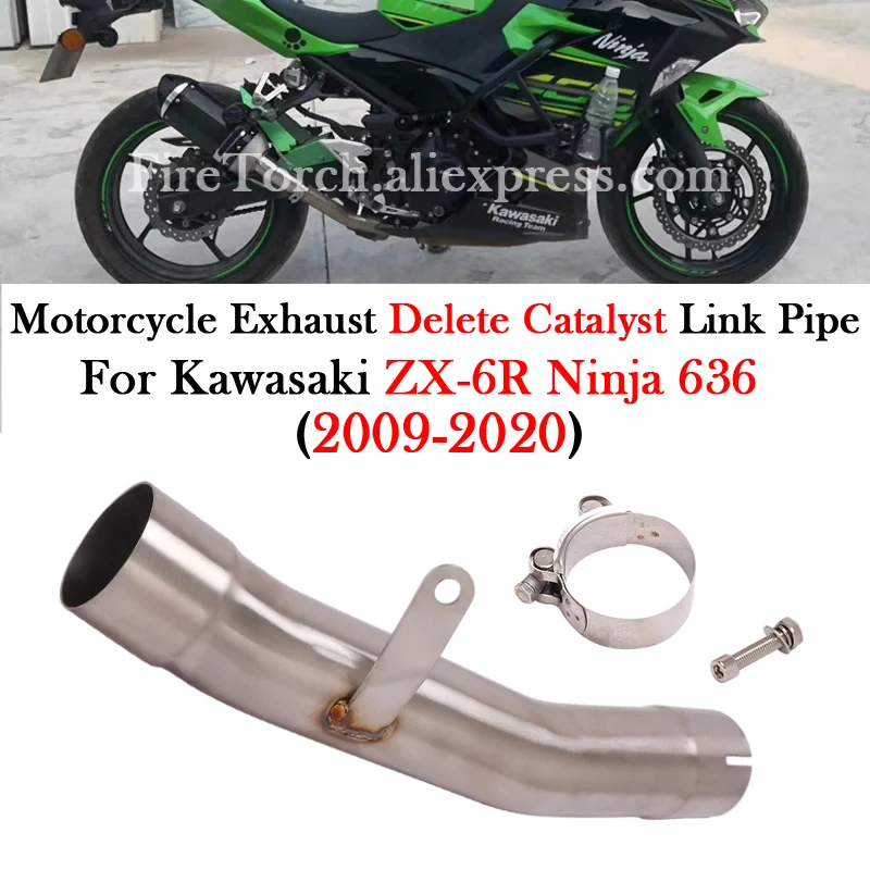 

Slip-On Motorcycle Exhaust Delete Catalyst Middle Link Pipe Modify Muffler Escape For KAWASAKI ZX-6R ZX6R Ninja 636 2009 - 2020