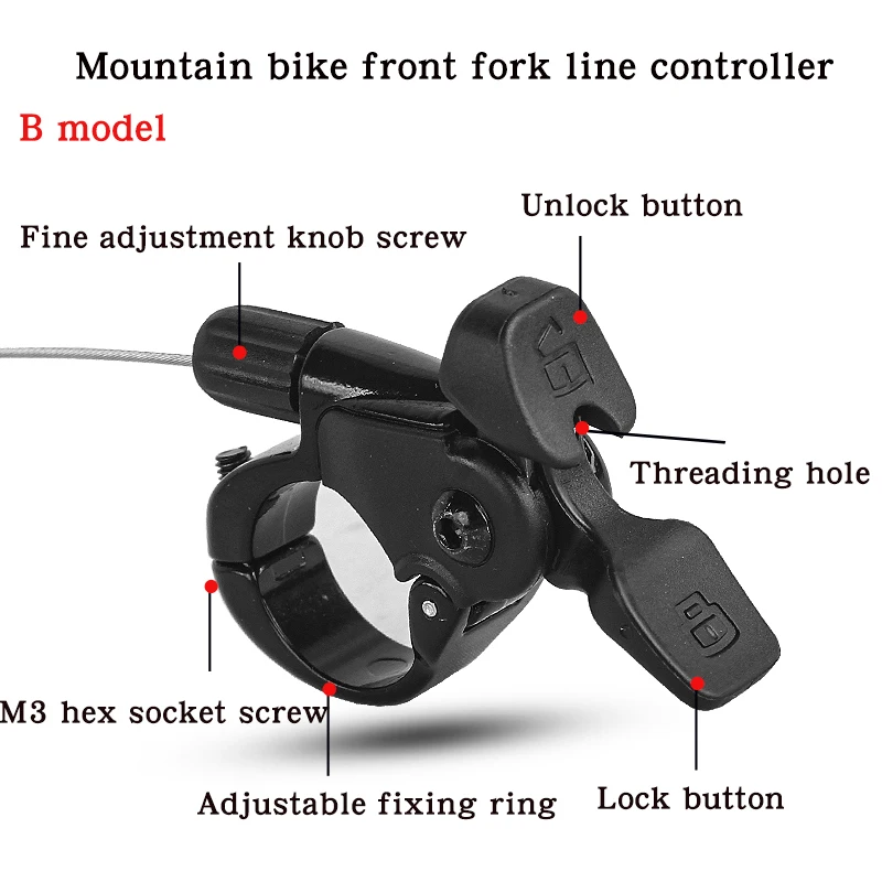 Front Fork Control Switch for MTB Bicycle, Remote Lockout Lever, Suspension Lock, Wire Controller, Bicycle Accessories, 22.2mm