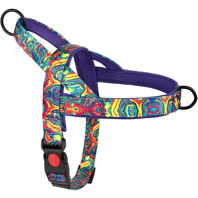 Quick Control Dog Harness With Handle No Pull Nylon Dogs Vest Harness Colorfull Print Pet Harness Adjustable Bulldog Chihuahua 2