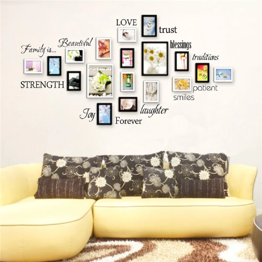 

Family Quotes Wall Sticker For Photo 12 words love blessing smile Joy Forever Vinyl Wall Decal Picture Home wall Art Decoration