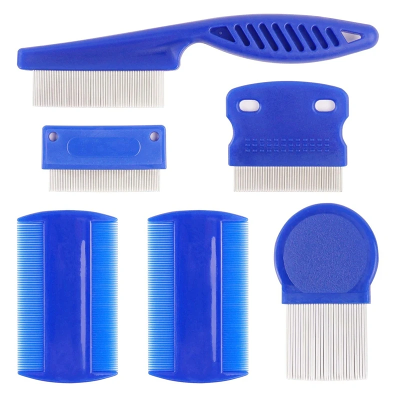 

6pcs Flea Comb with Rounded Metal Teeth Durable Pet Tear Stain Remover Combs Dog Cat Grooming Comb Set Float Hair Remover