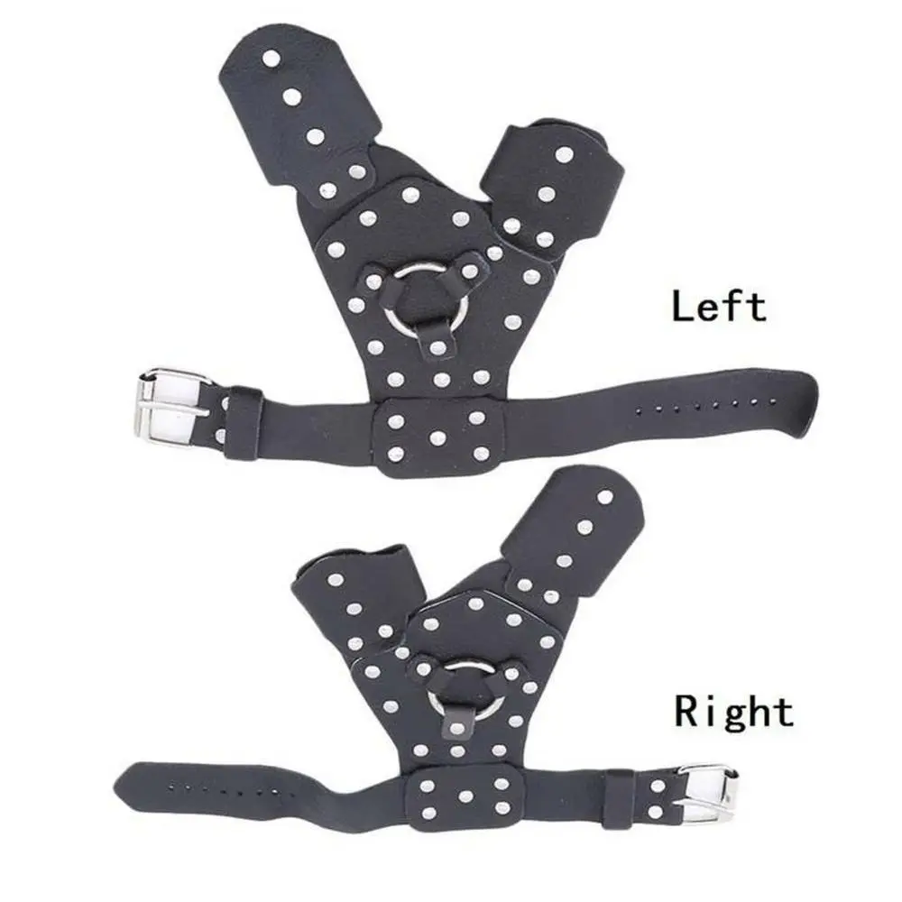 Hot Left/Right Hand Protective Gloves Leather Slingshot Catapult Fishing Bracers Protective Hand Archery Bow